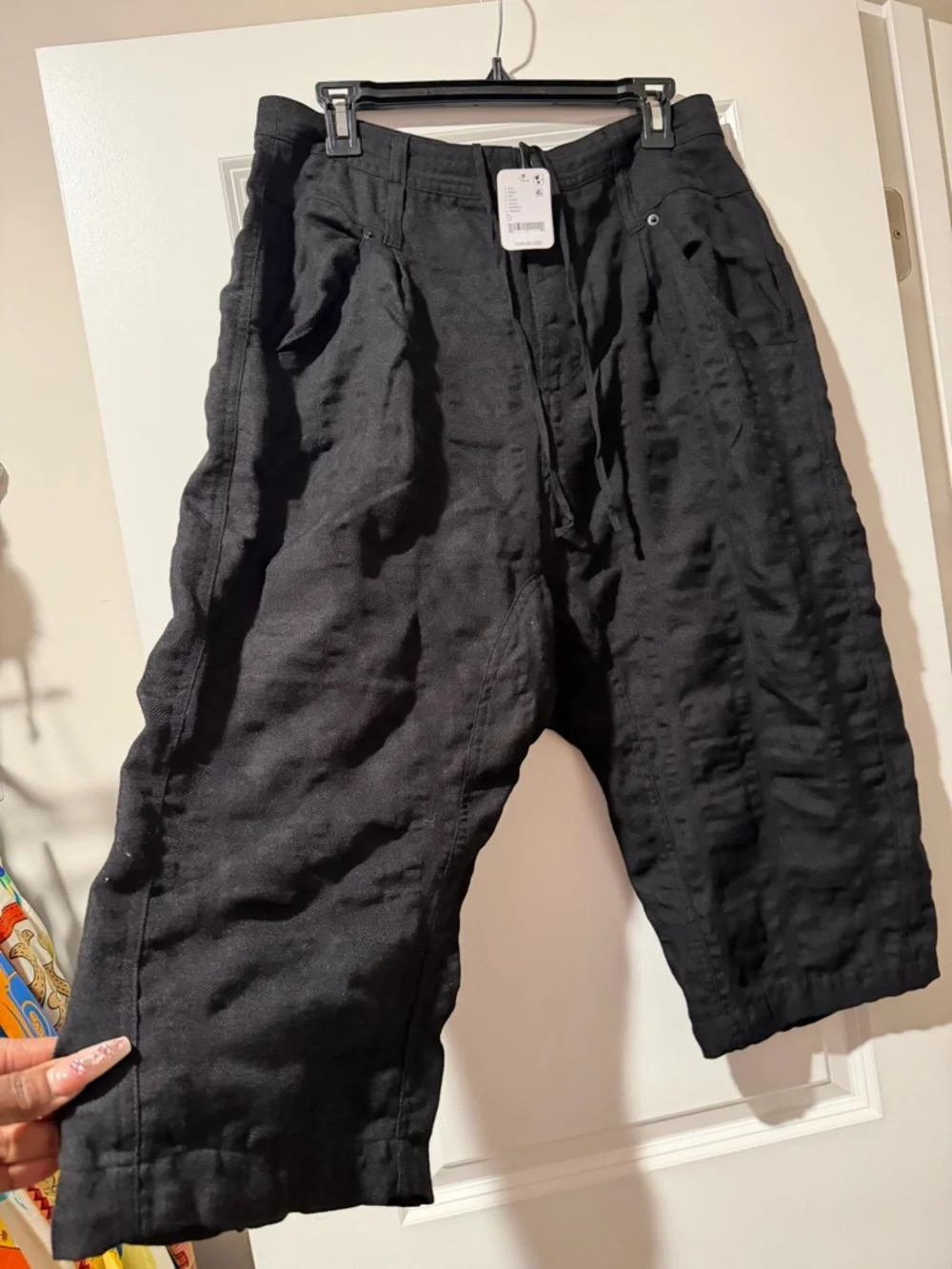 Free People Black Linen-Style Drawstring Joggers 🔥 Size 12